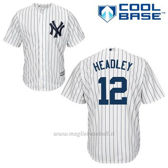 Maglia Baseball Uomo New York Yankees Chase Headley 12 Bianco 1ªCool Base